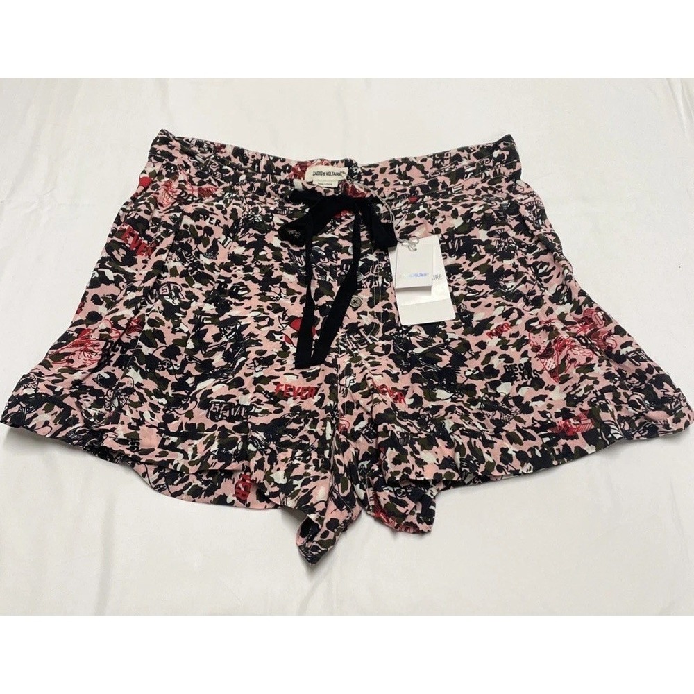 Zadig & Voltaire Sing Leo Ohtake Bubble Gum Pink Camo Shorts Sz 38 US 6-8 NWT